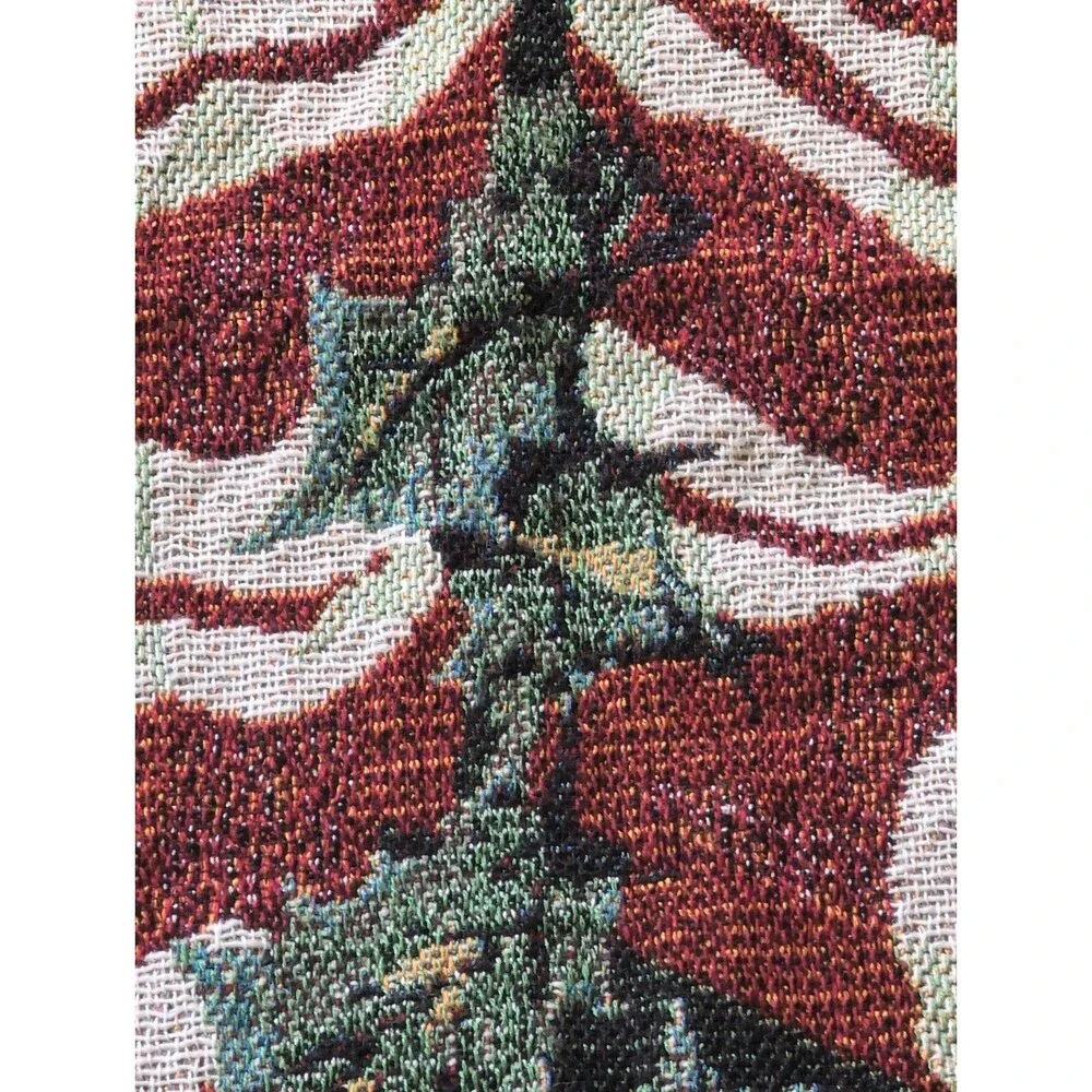 VTG 2002 Martha Stewart Holiday Christmas Stocking Tapestry Throw Blanket 50x60